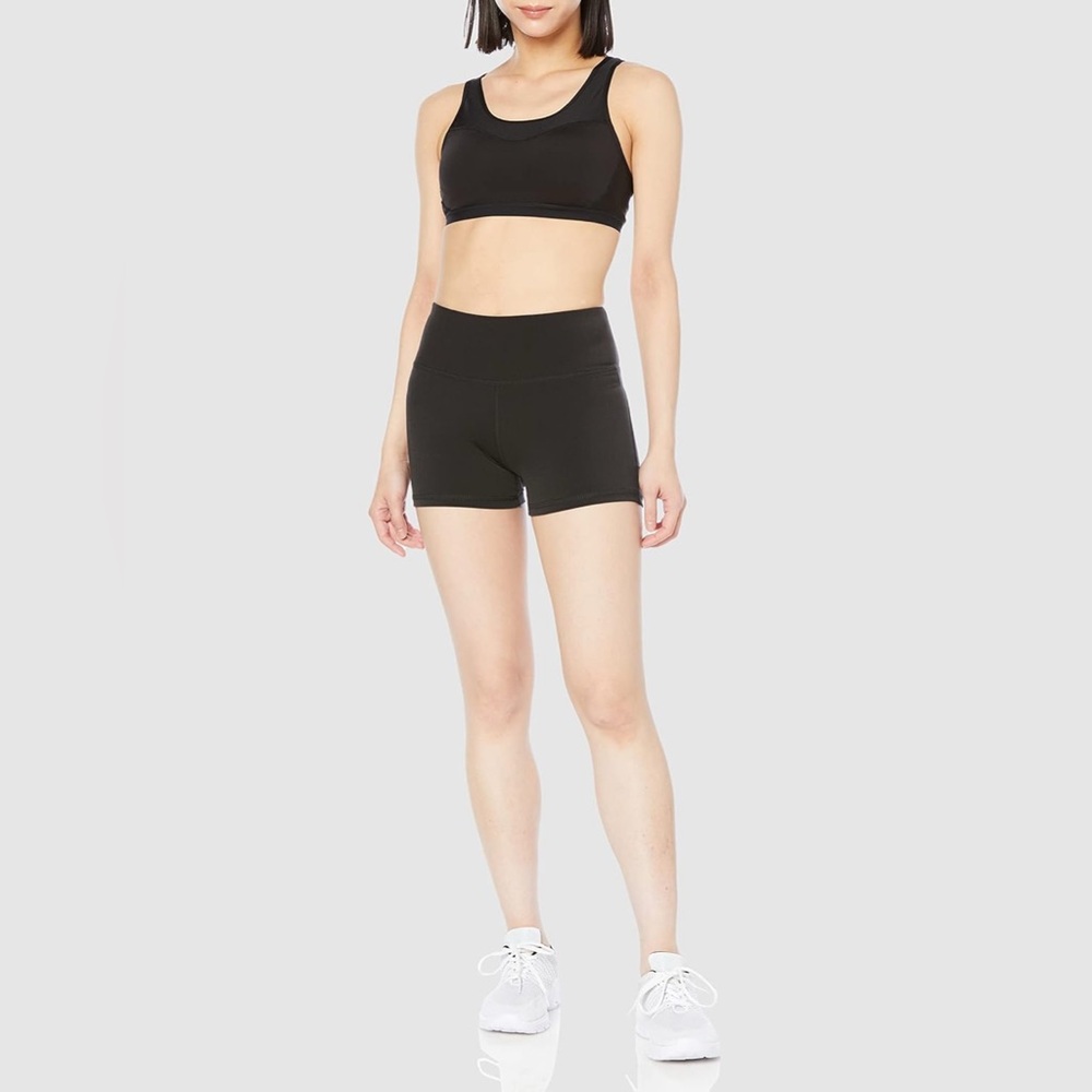 Amazon Essentials Black Athletic Shorts High-Waisted Stretch